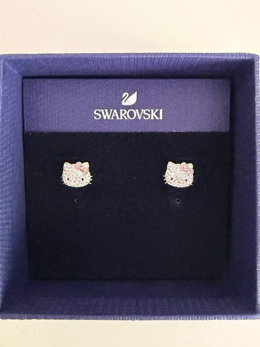 Swarovski x Hello Kitty Pink Bow Crystal Stud Earrings 1175745 + Box